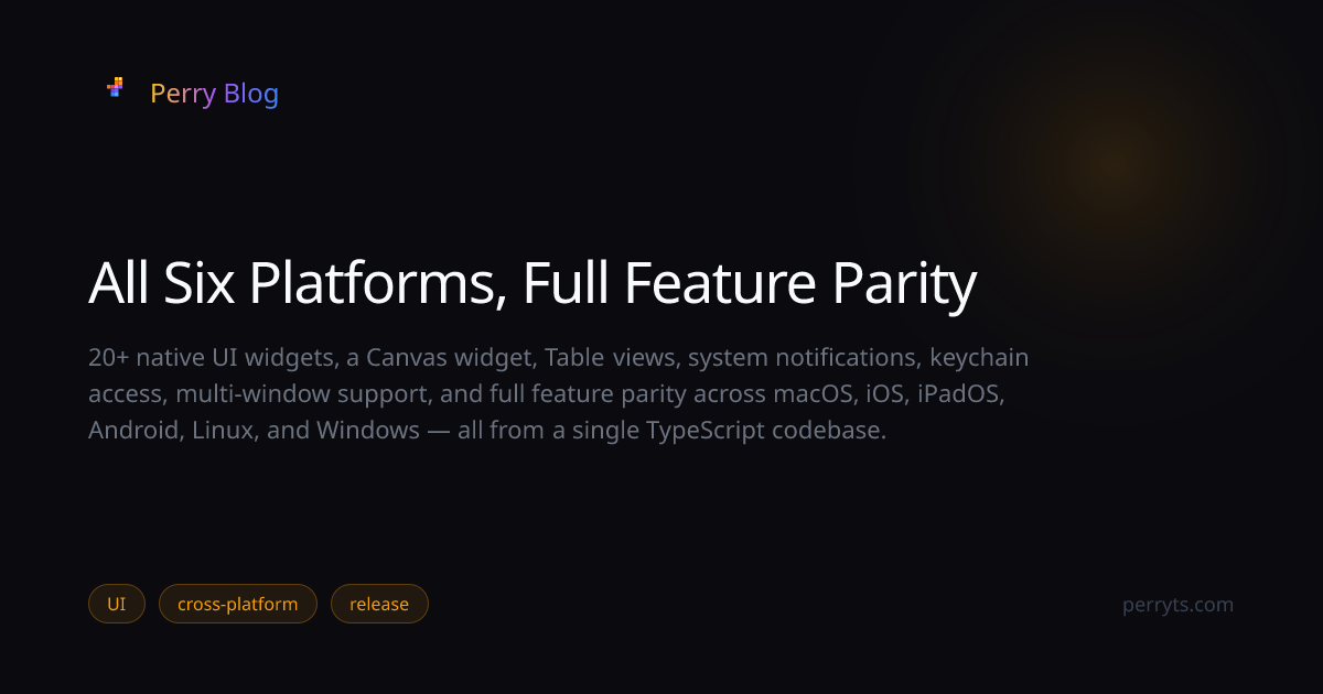 All Six Platforms, Full Feature Parity — Perry